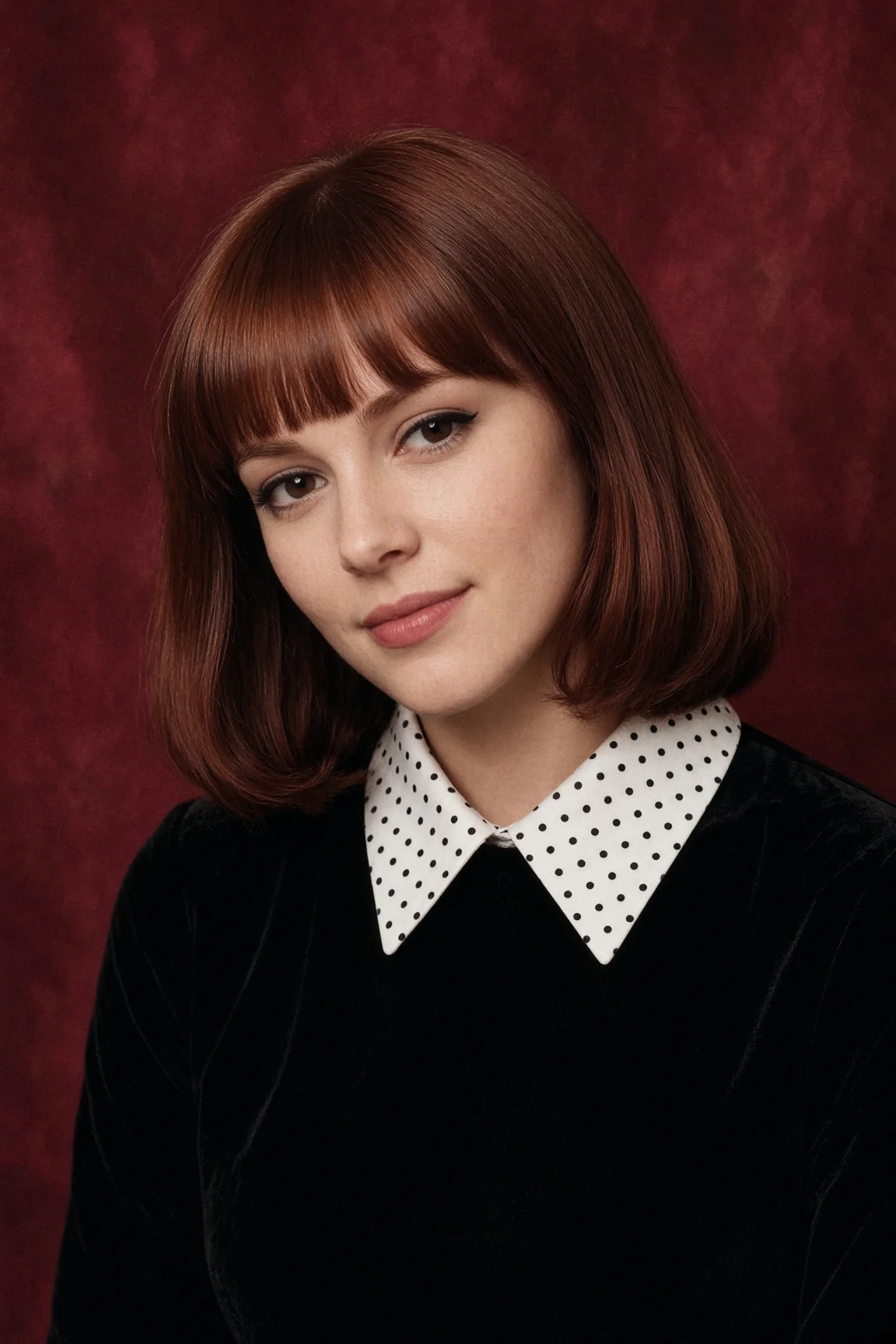Neris Velvet Polka Collar