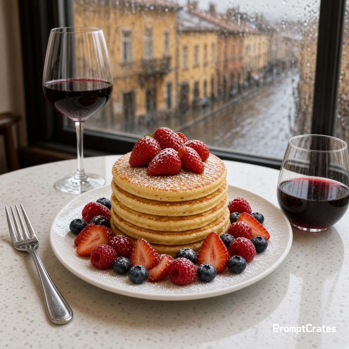 Strawberry Pancake Rain Window
